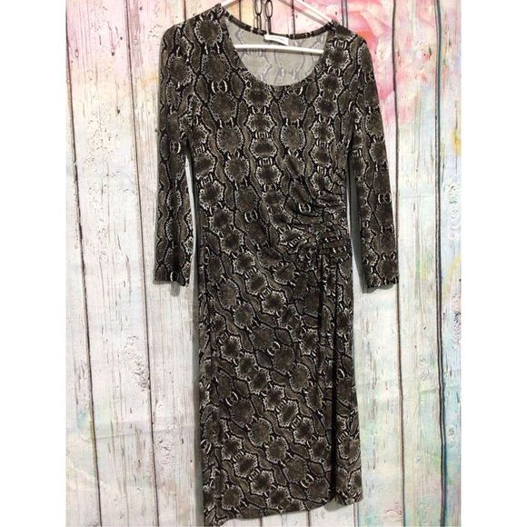Calvin Klein Designer Side Ruched Dress Snakeskin Size Small ☃️❄️ - Picture 9 of 9